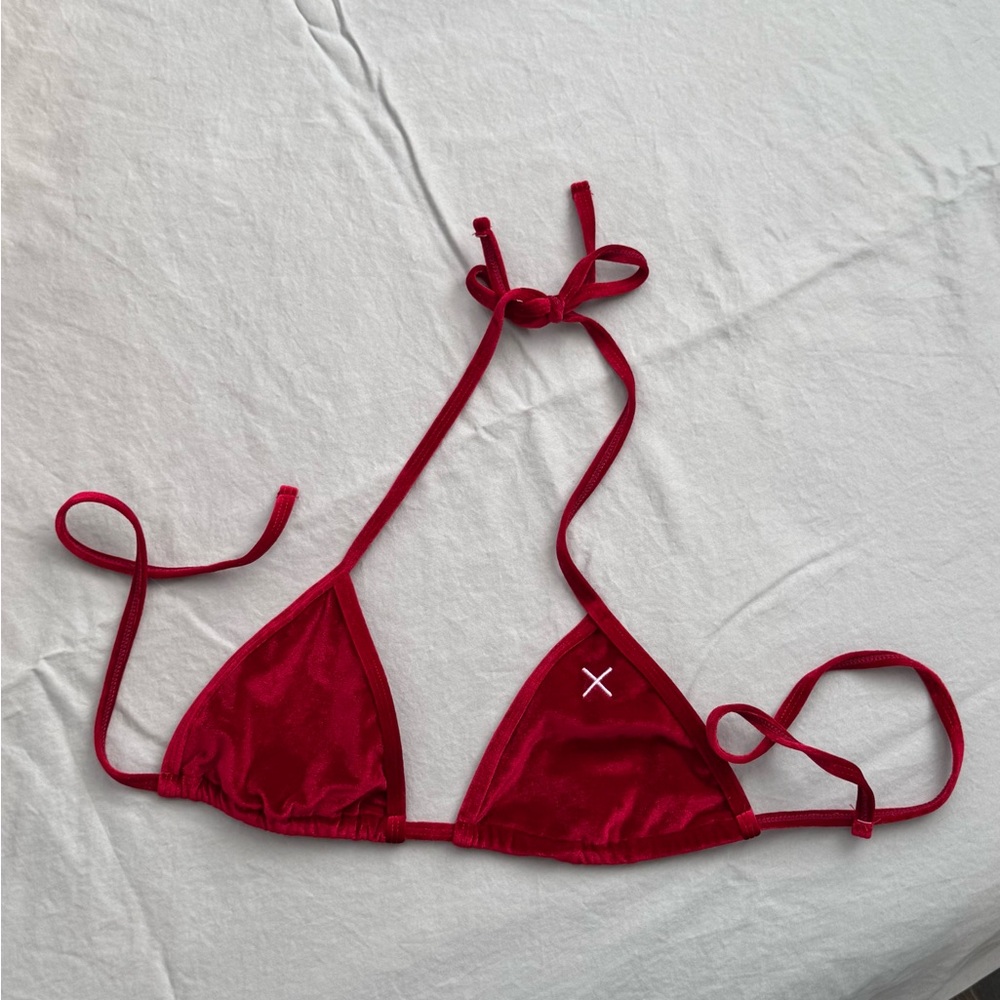 Boutine LA Velvet Triangle Bikini Top in Rose